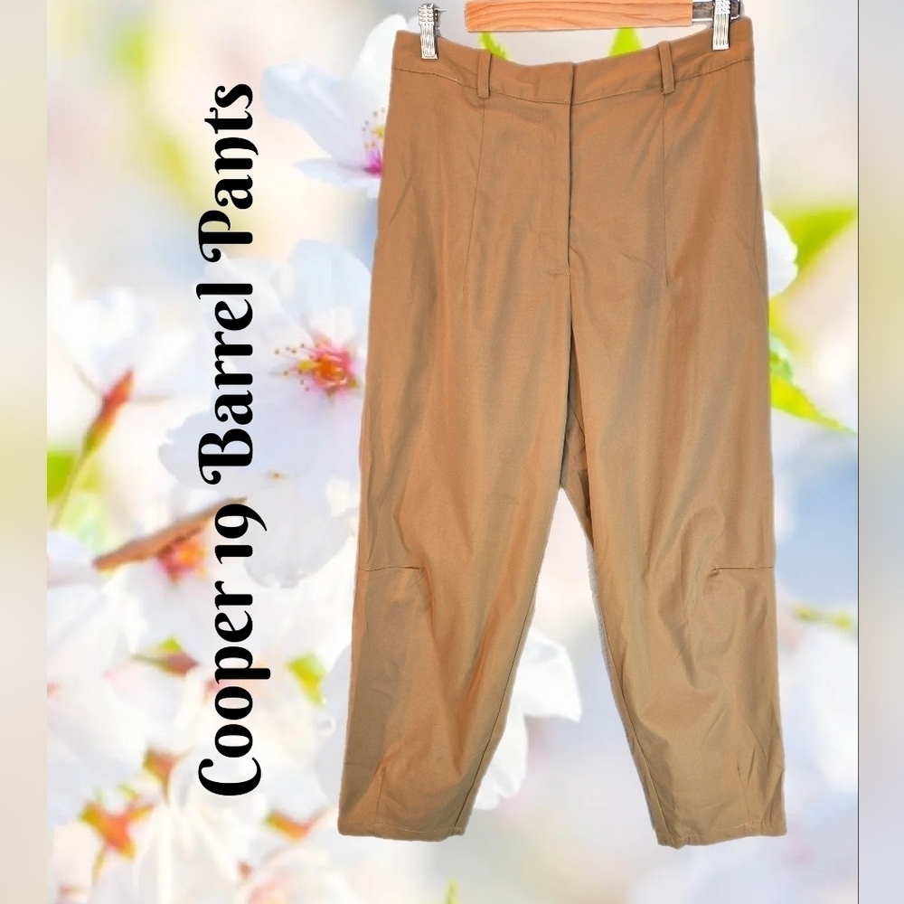 19 Cooper Womens Sz M Camel Barrel Leg Pants Casual Comfort Equestrian High Rise